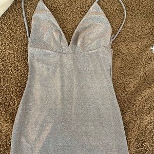 Sparkly champagne color homecoming dress